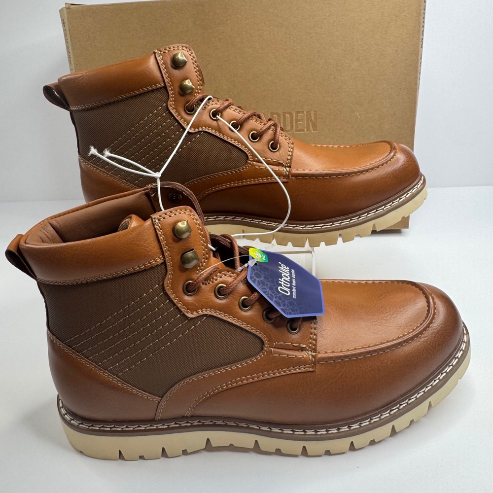 Steve Madden Mens P-Bleekr Chukka Boots Cognac Brown Ortholite Size 9 New Box